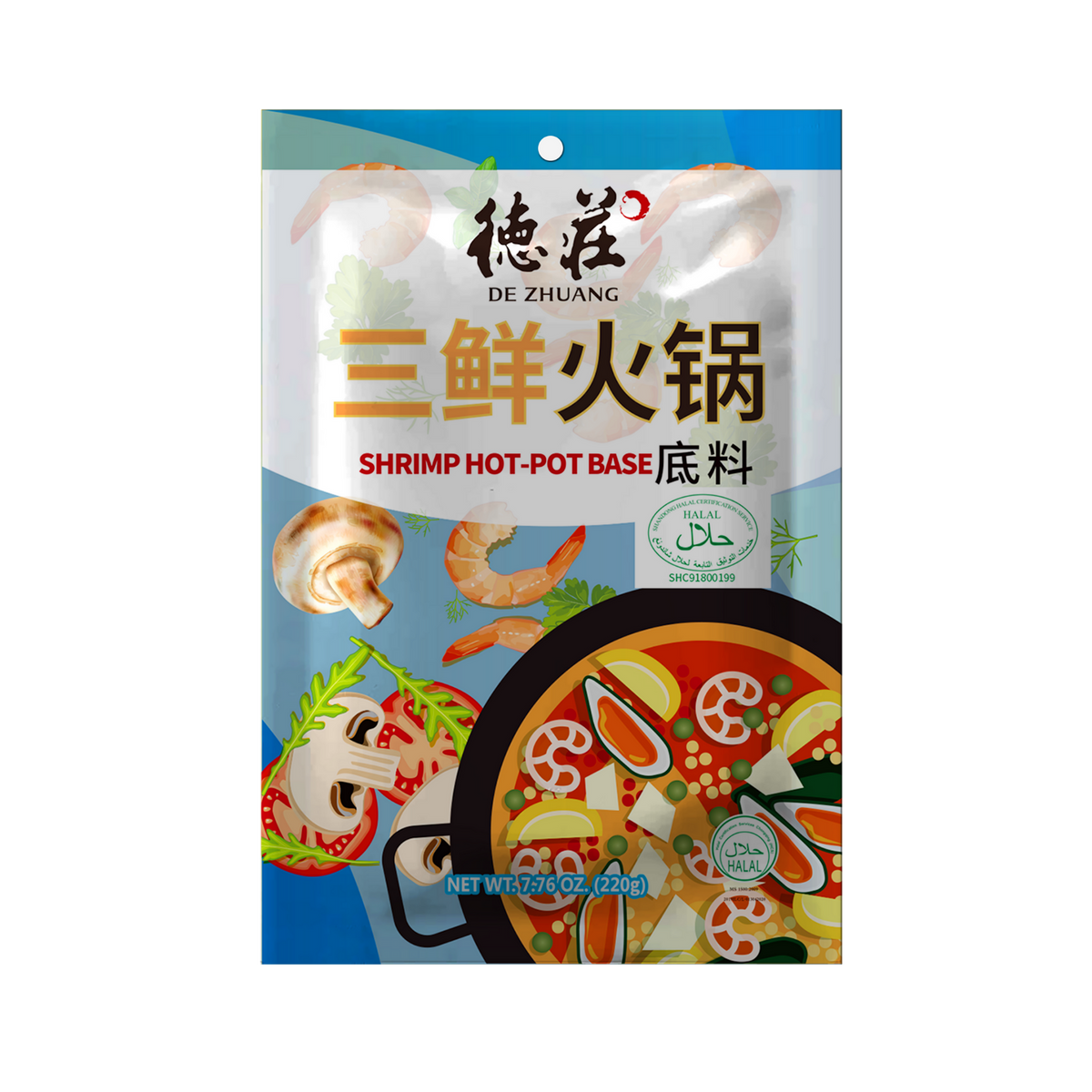 De Zhuang SHRIMP HOT-POT BASE 德荘三鲜火锅底料调料
